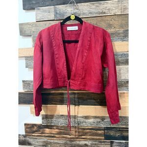 Love and Confuse linen top cardigan blouse front tie size XS